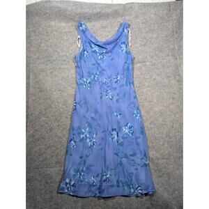 Y2K Vintage Purple Floral Midi Tank Dress Size 12 Sundress Positive Attitude